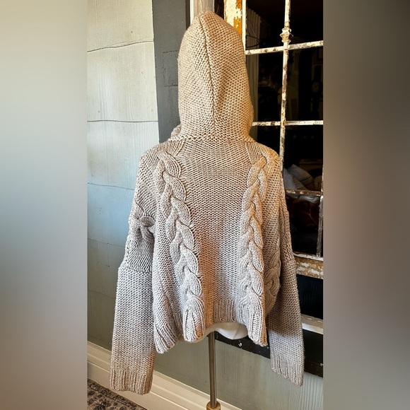 Lovestitch Kelly Oatmeal Chunky Cable Knit Hoodie Hood Sweater - Picture 6 of 8